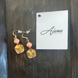 Ajuna Gold and Salmon Paper Bead Earrings